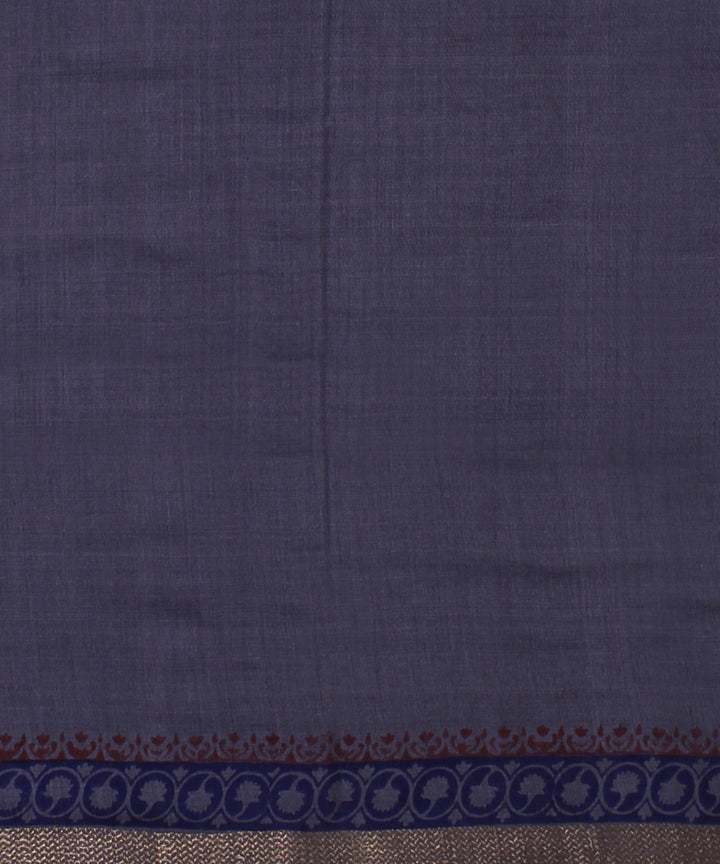 Grey blue tussar silk hand printed chattisgarh saree