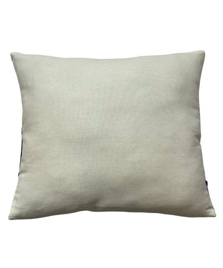 Mustard offwhite hand embroidered cotton cushion cover