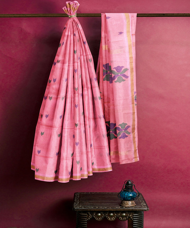 Pink buti handwoven uppada cotton saree