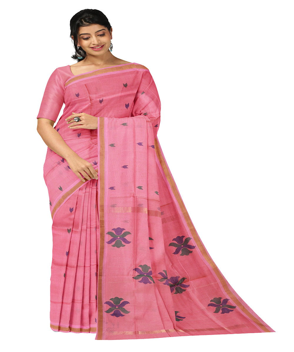 Pink buti handwoven uppada cotton saree