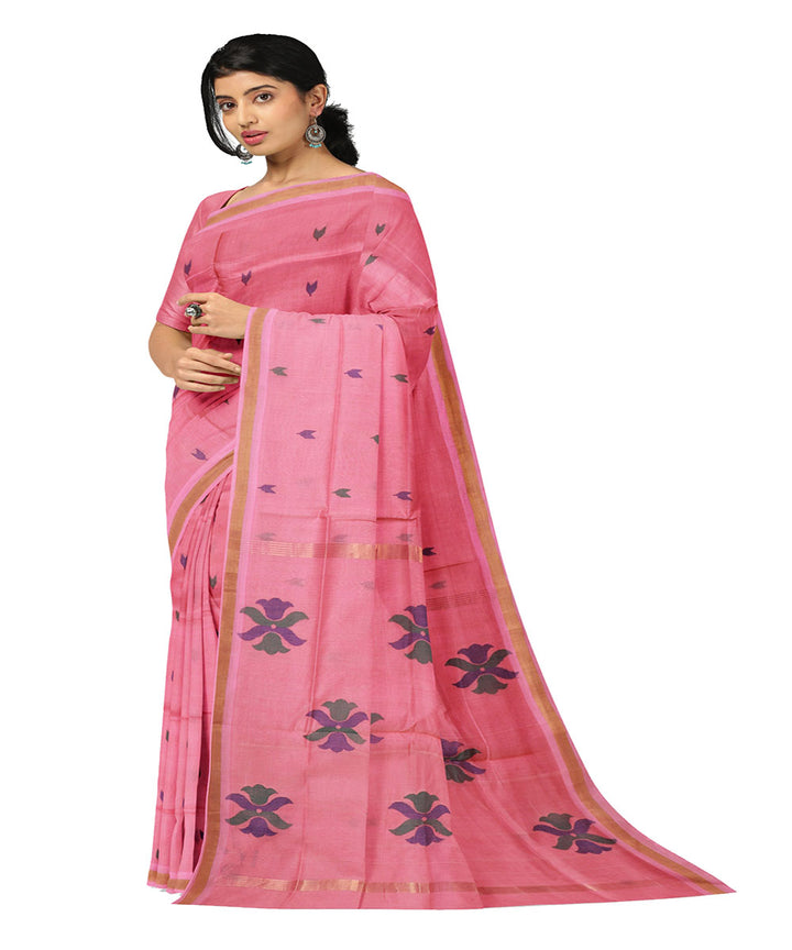 Pink buti handwoven uppada cotton saree