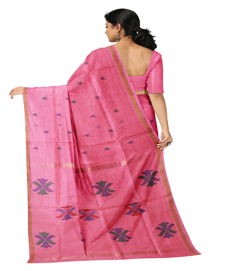 Pink buti cotton handloom uppada saree