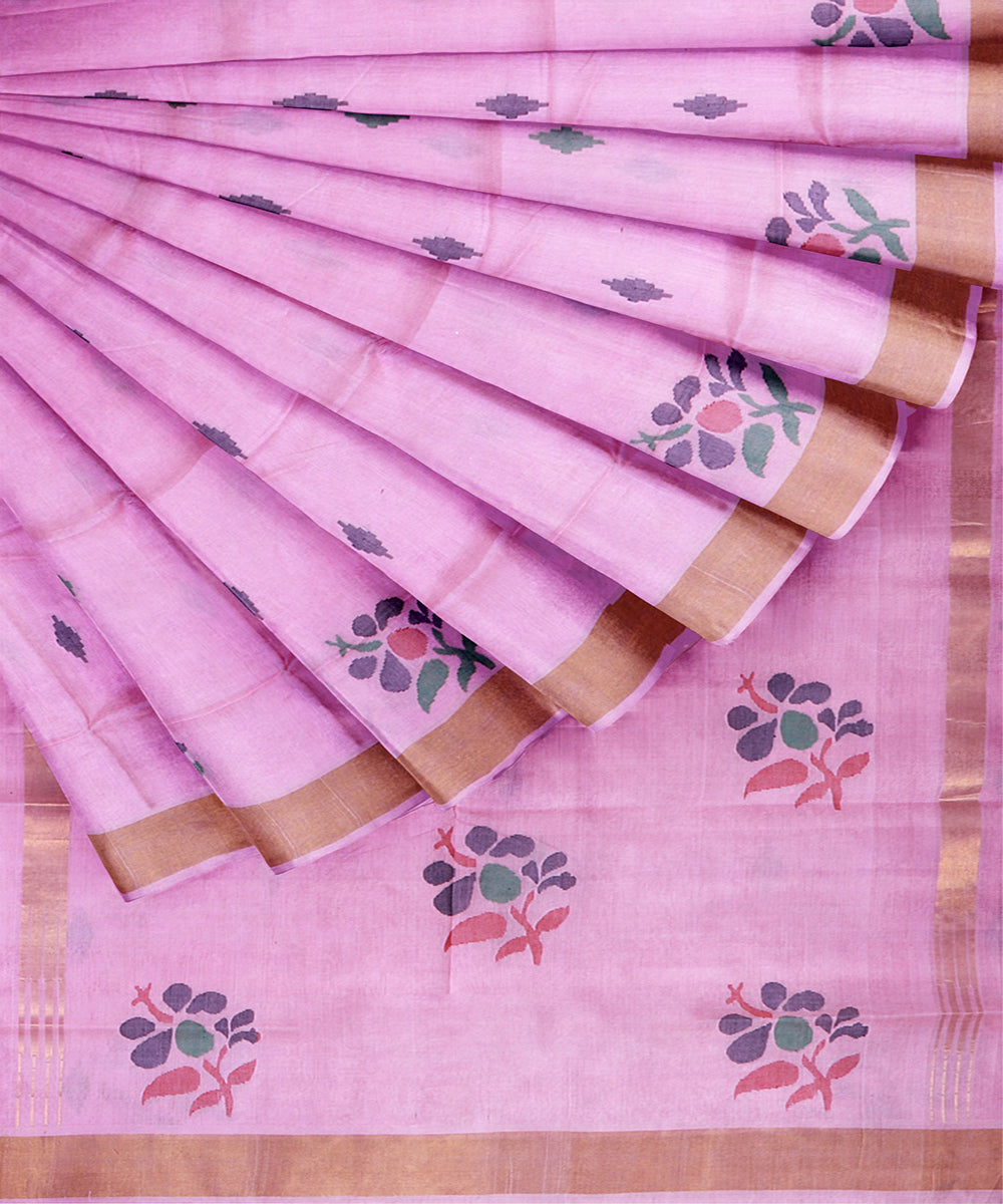 Pink buti handloom uppada cotton saree