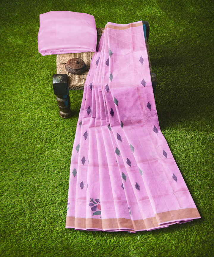 Pink buti handloom uppada cotton saree