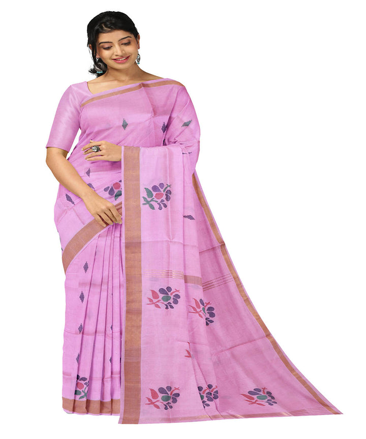 Pink buti handloom uppada cotton saree