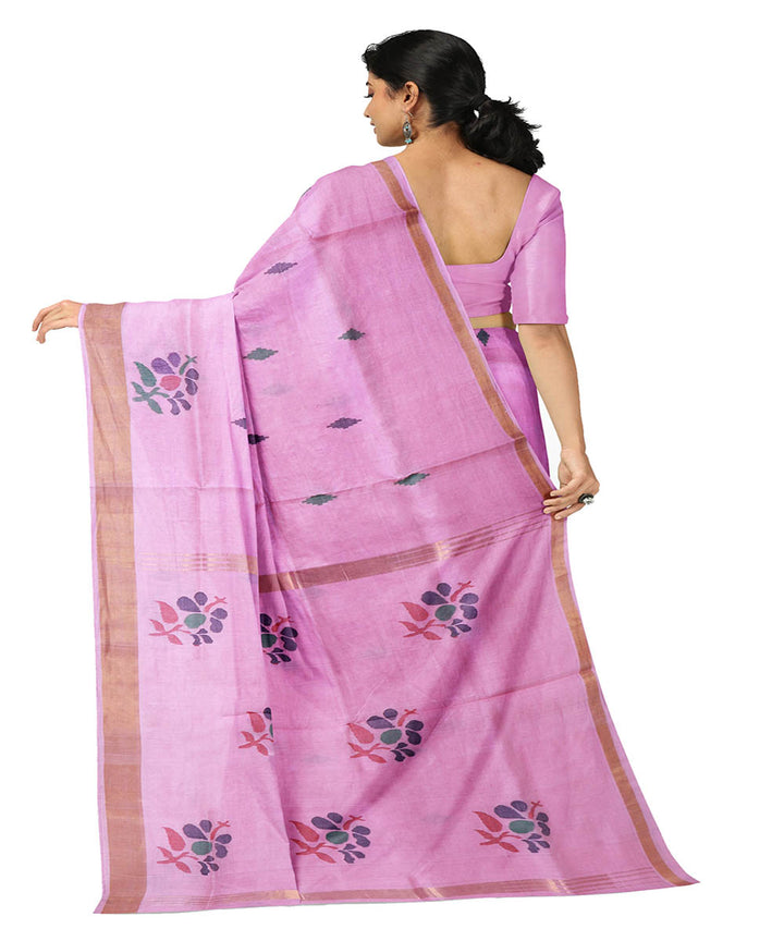 Pink buti handloom uppada cotton saree