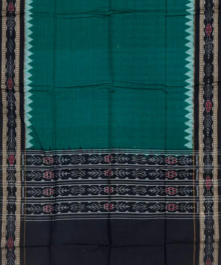 3pc Green black handwoven cotton double ikat sambalpuri dress material