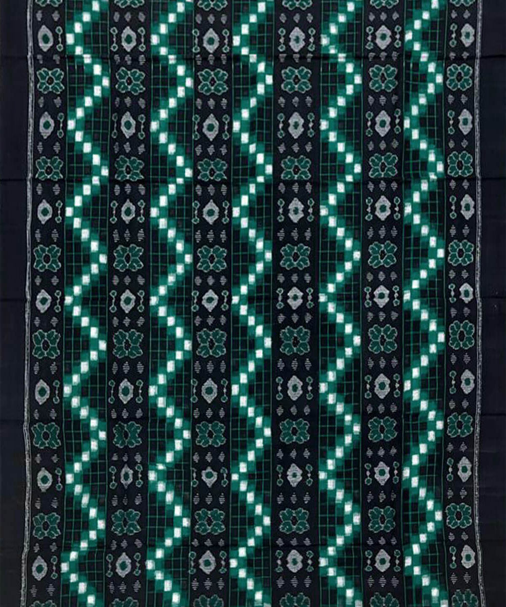 3pc Green black handloom cotton double ikat sambalpuri dress material