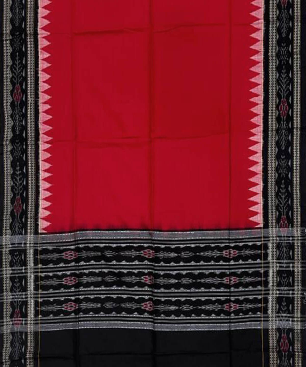 3pc White red handwoven cotton double ikat sambalpuri dress material