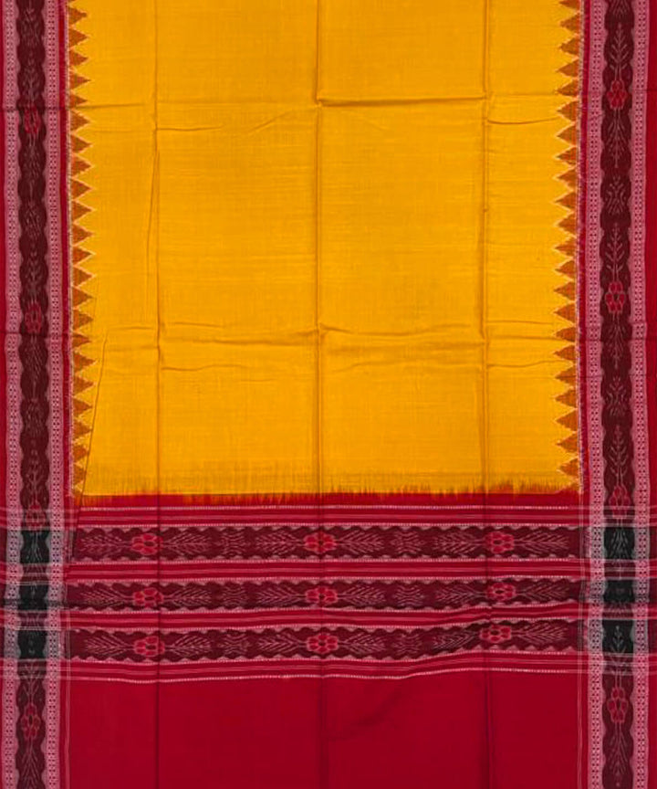 3pc Maroon yellow handloom cotton double ikat sambalpuri dress set