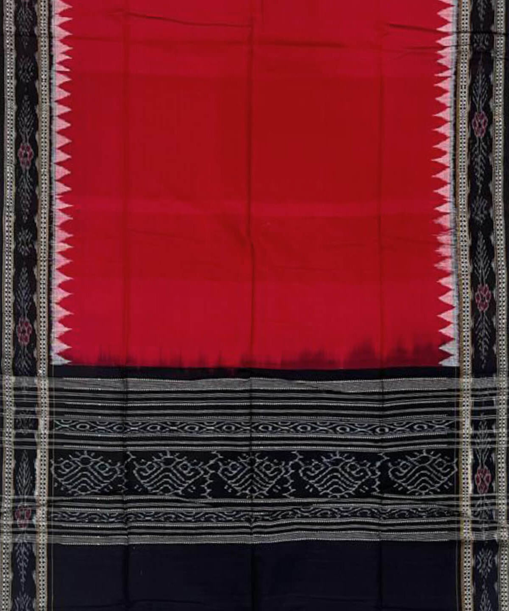 3pc Black red handwoven cotton double ikat sambalpuri dress material