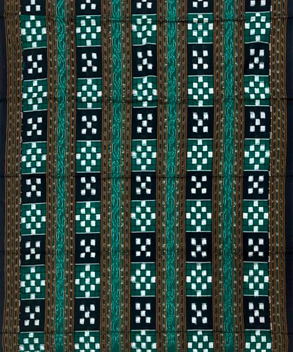 3pc Green black hand loom cotton double ikat sambalpuri dress material