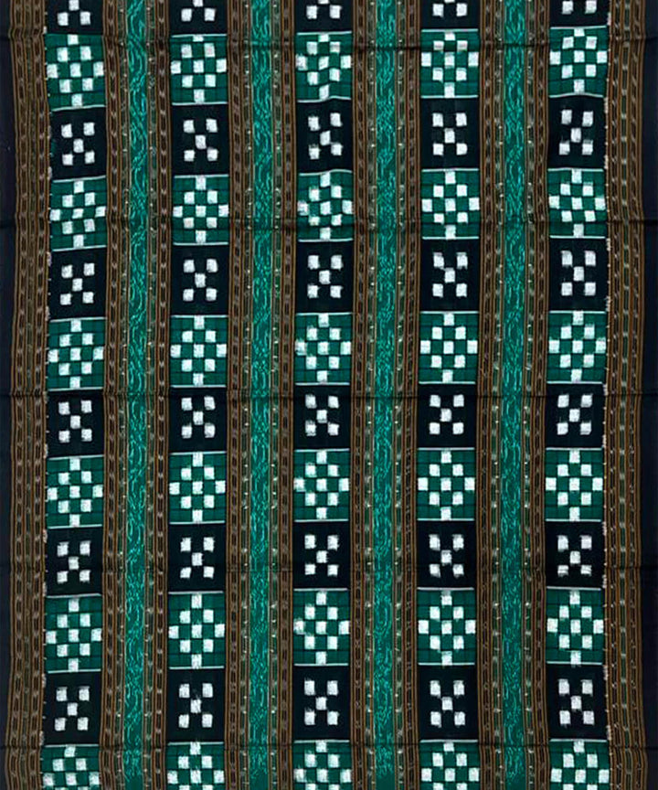 3pc Green black hand loom cotton double ikat sambalpuri dress material