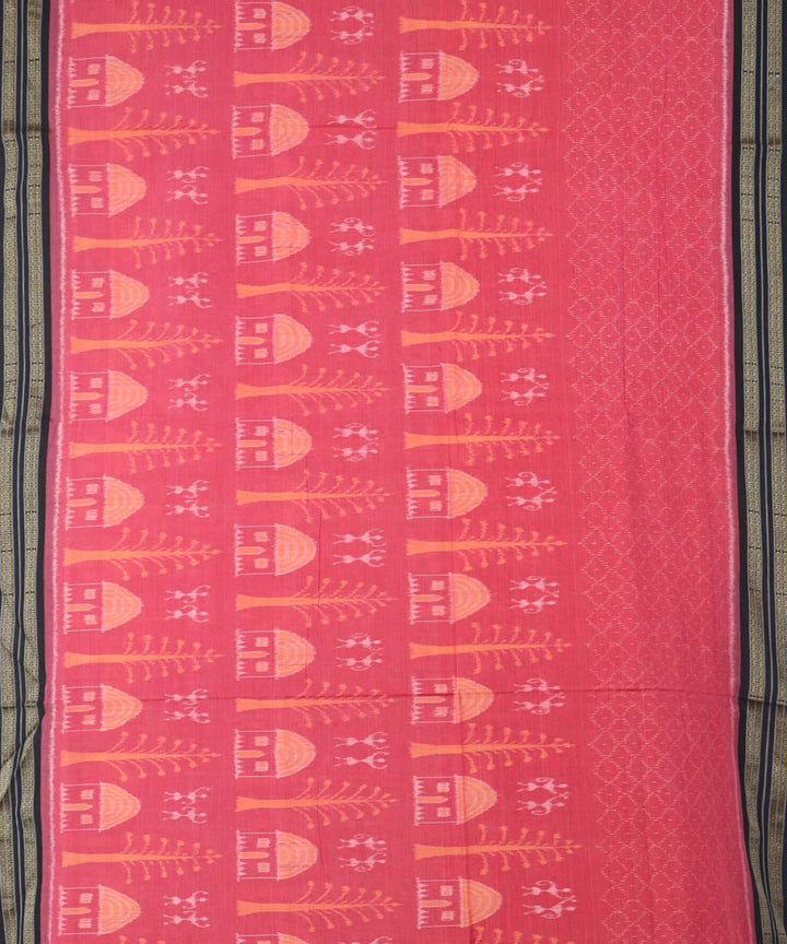 Dark peach black handwoven cotton nuapatna saree