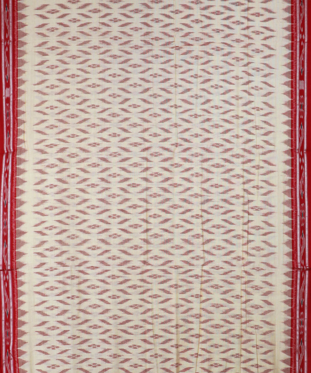 Off white red handwoven cotton nuapatna saree