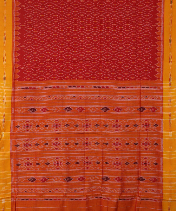 Red orange yellow handwoven cotton nuapatna saree