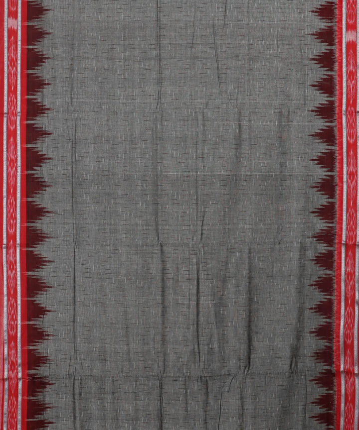 Grey maroon handwoven cotton nuapatna saree