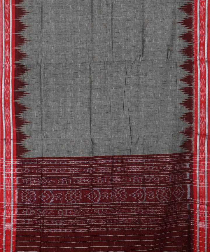 Grey maroon handwoven cotton nuapatna saree