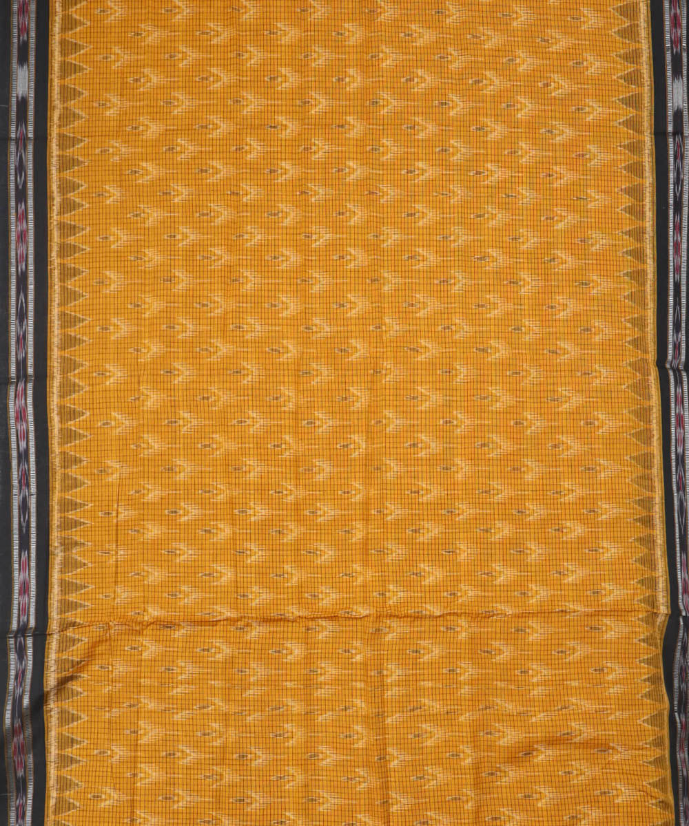 Yellow black handwoven cotton nuapatna saree