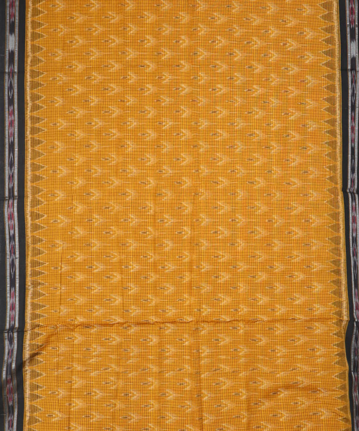 Yellow black handwoven cotton nuapatna saree