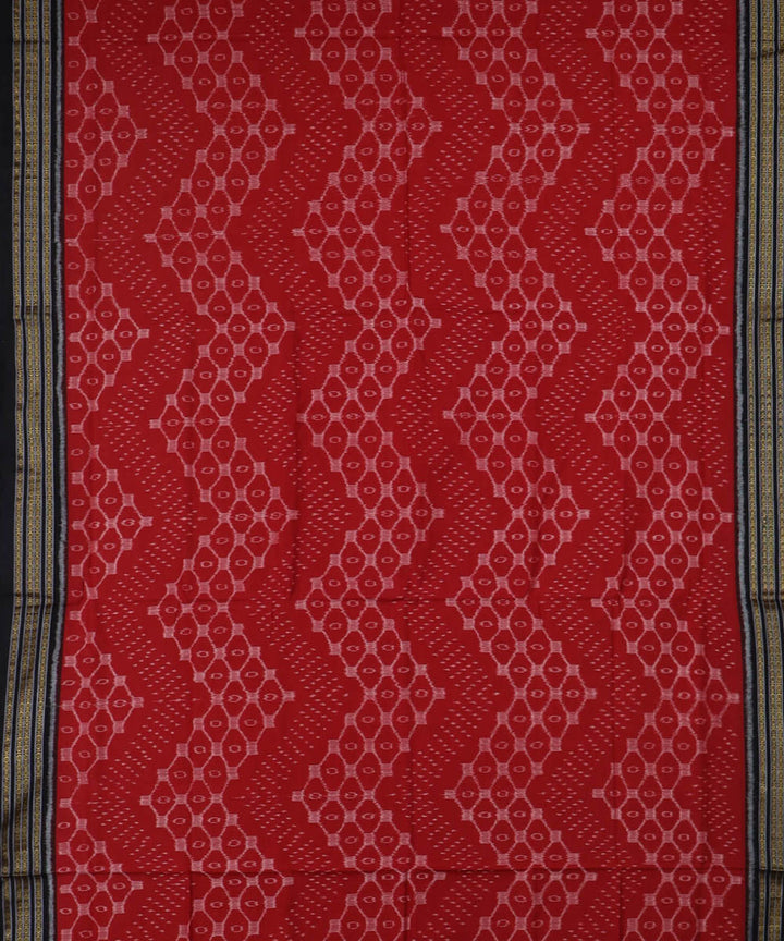 Red black hand woven cotton nuapatna saree