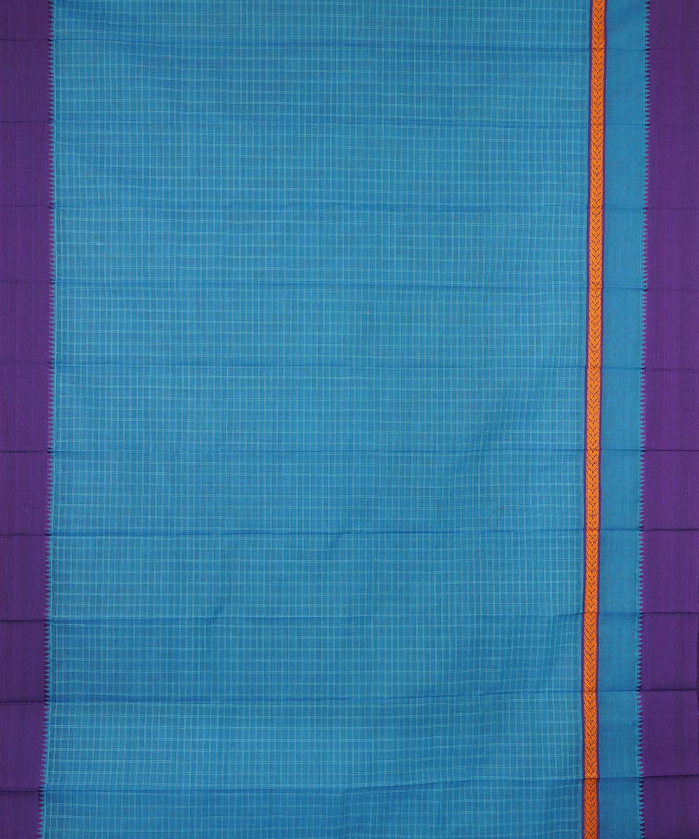 Sky blue cotton handwoven narayanapet saree