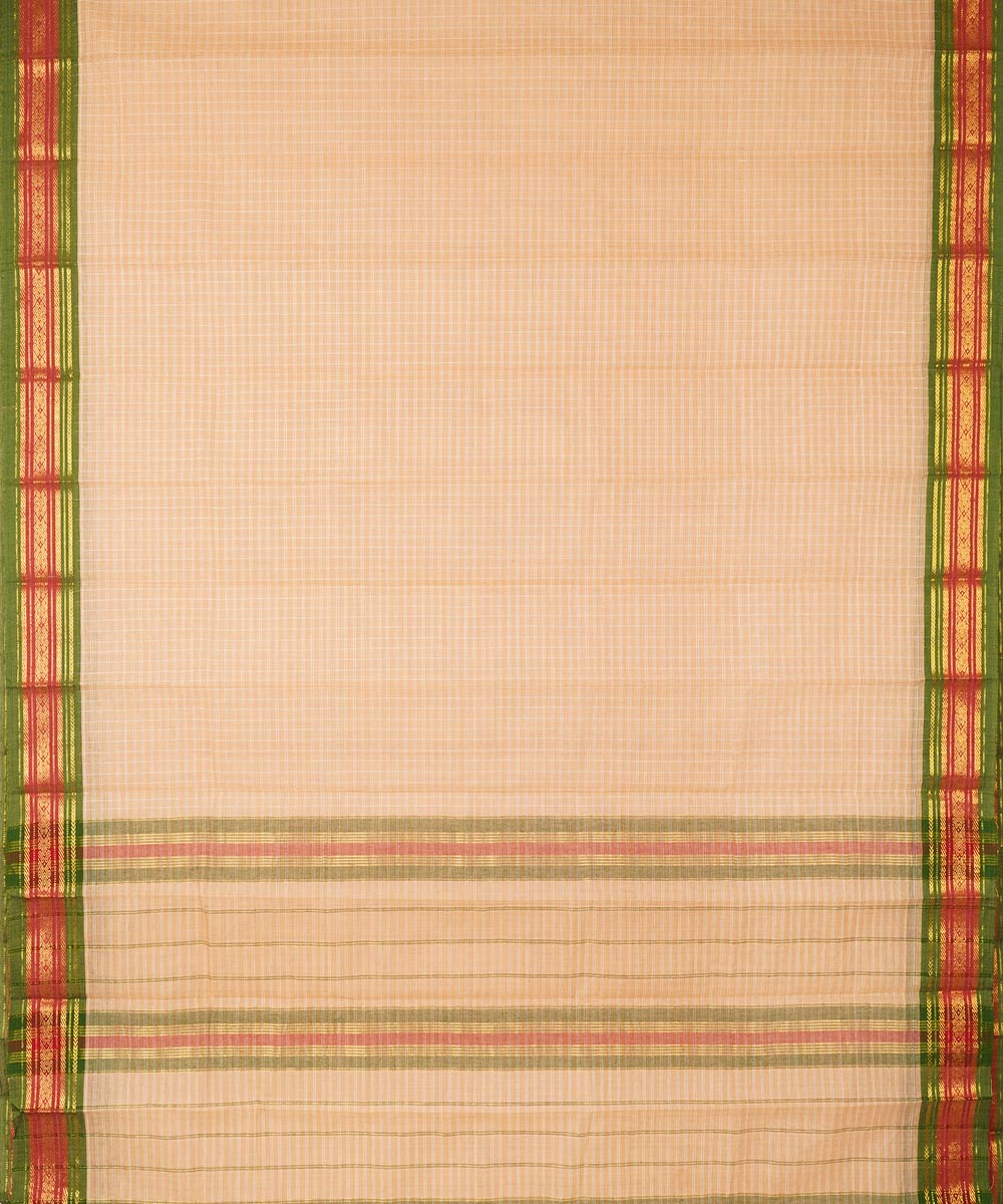 Beige cotton handwoven narayanapet saree