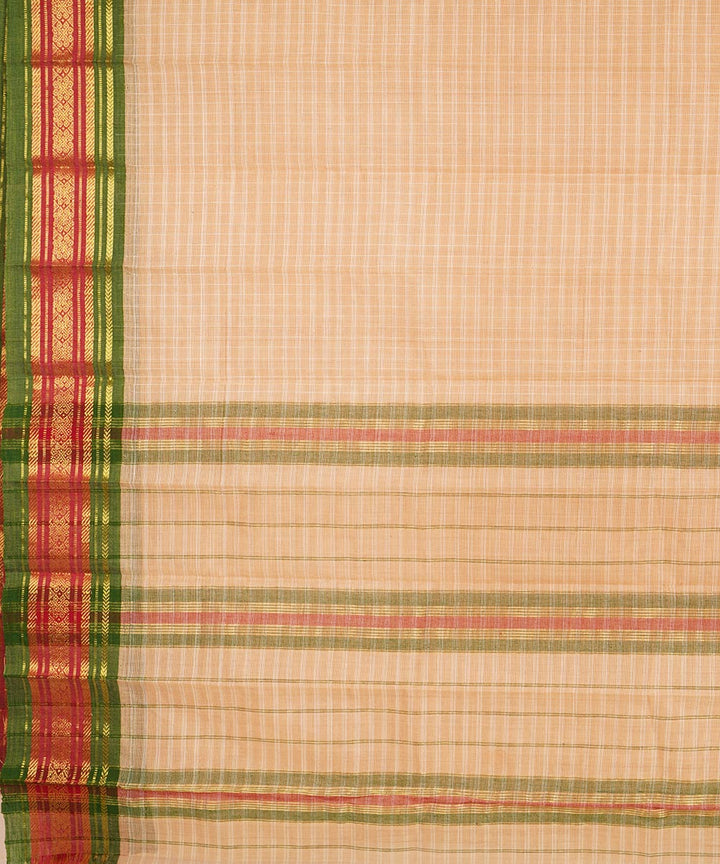 Beige cotton handwoven narayanapet saree