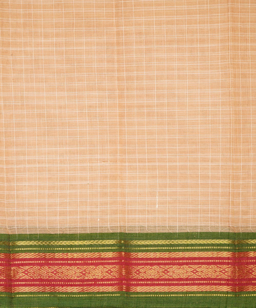 Beige cotton handwoven narayanapet saree