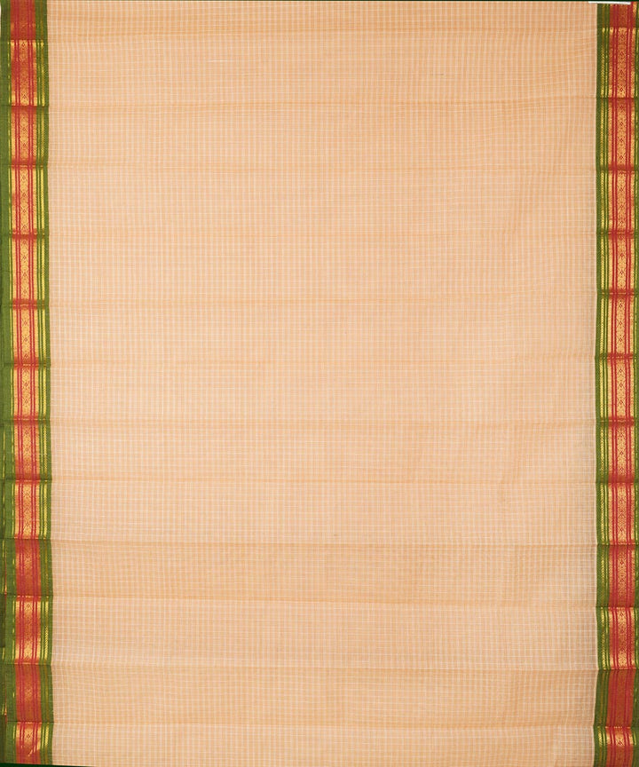 Beige cotton handwoven narayanapet saree