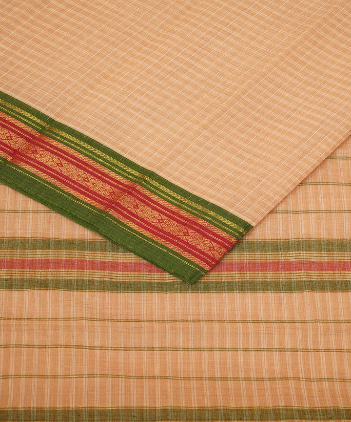 Beige cotton handwoven narayanapet saree