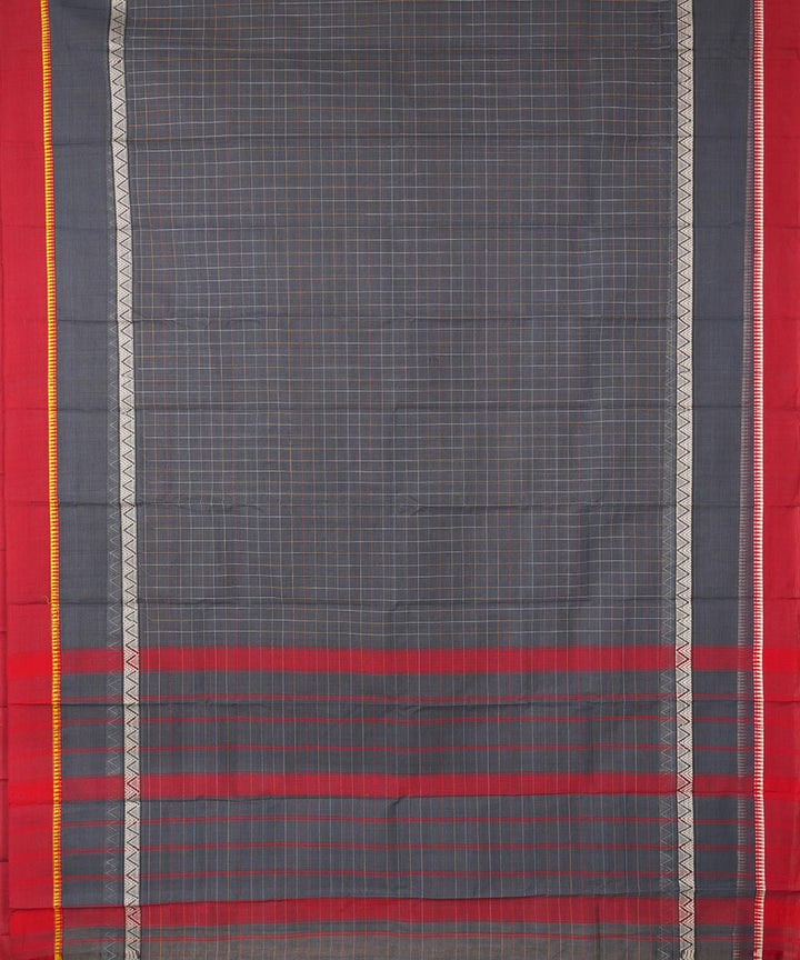 Grey blue cotton handwoven narayanapet saree