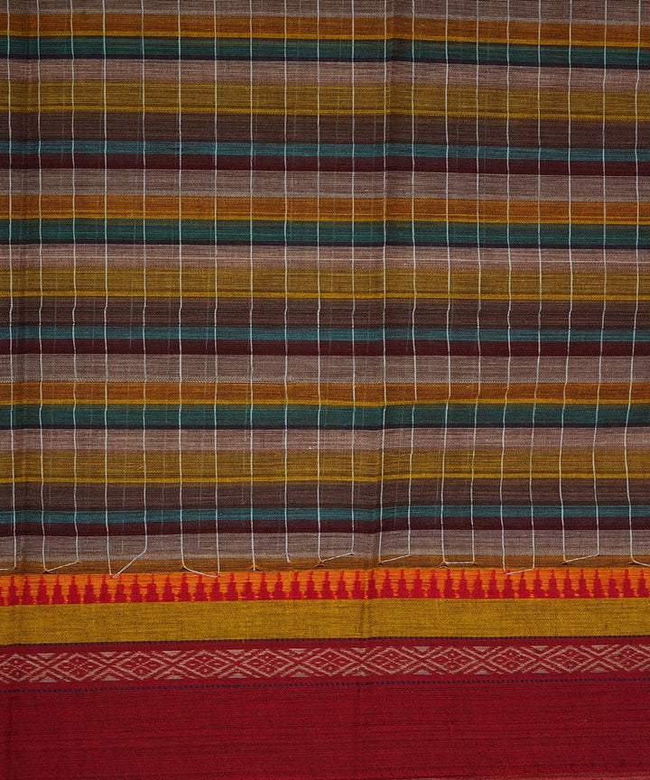 Multicolor striped cotton handwoven narayanapet saree