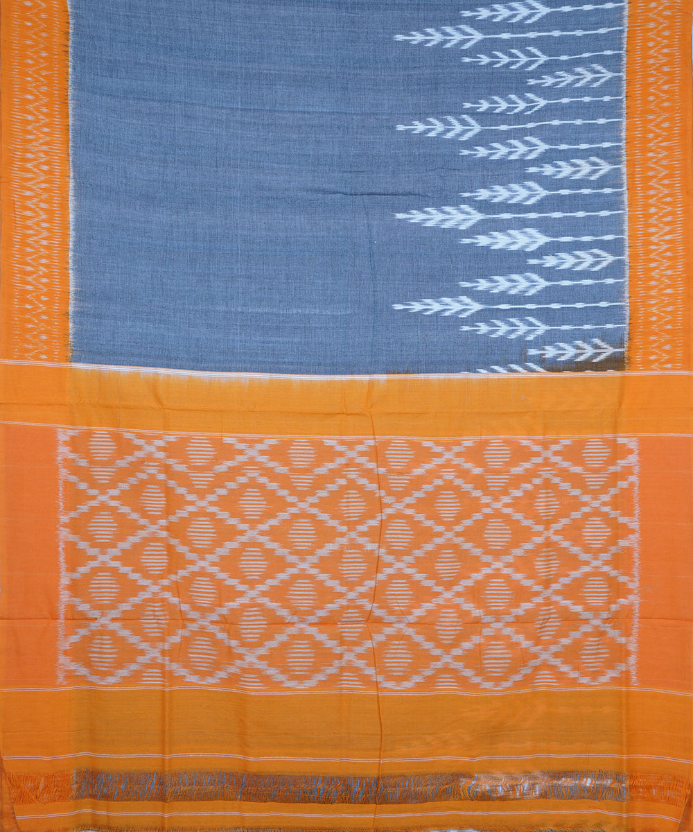 Grey cotton pochampally ikkat saree