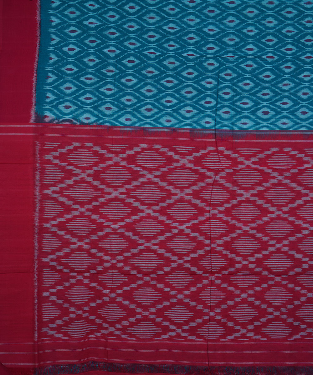 Teal green green cotton pochampally ikkat saree