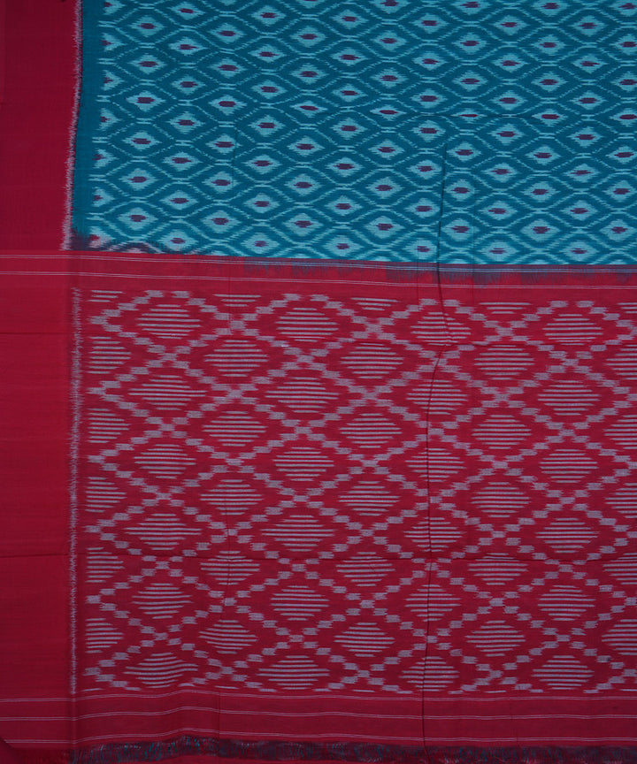 Teal green green cotton pochampally ikkat saree