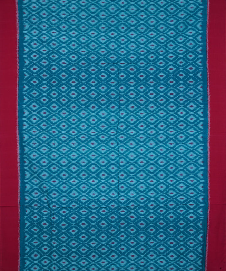 Teal green green cotton pochampally ikkat saree