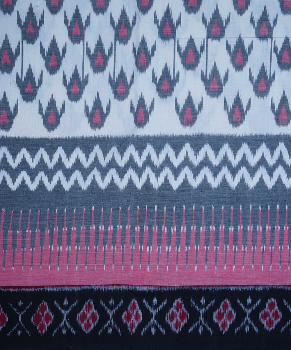 White black cotton pochampally ikkat saree