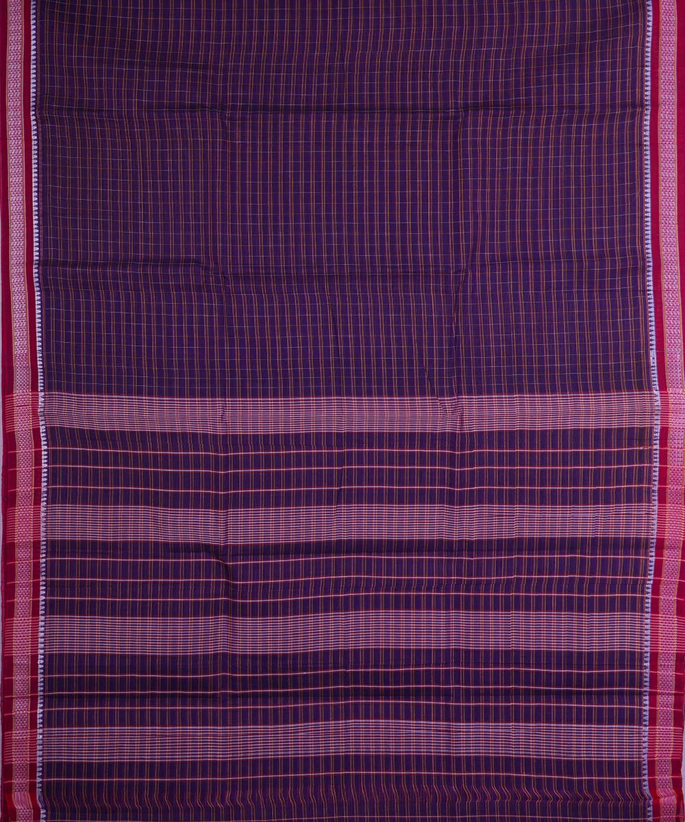 Dark navy blue handloom cotton narayanapet saree