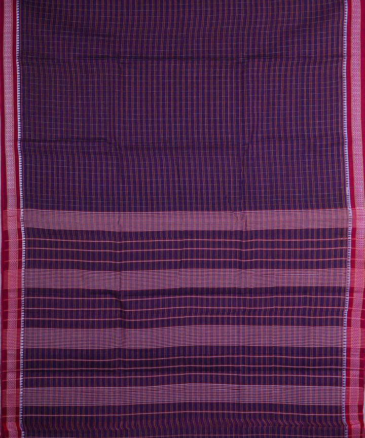 Dark navy blue handloom cotton narayanapet saree