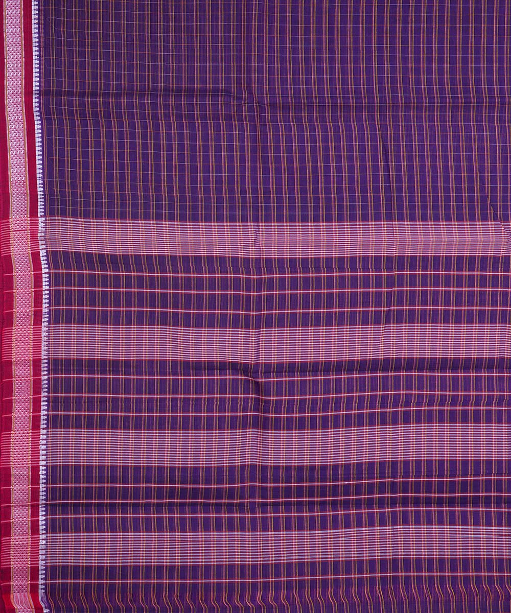 Dark navy blue handloom cotton narayanapet saree