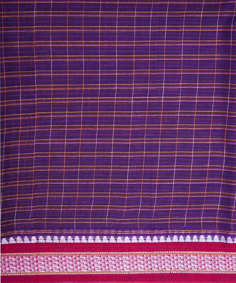 Dark navy blue handloom cotton narayanapet saree