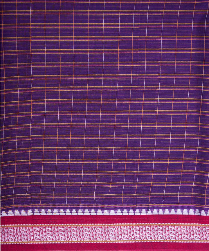 Dark navy blue handloom cotton narayanapet saree