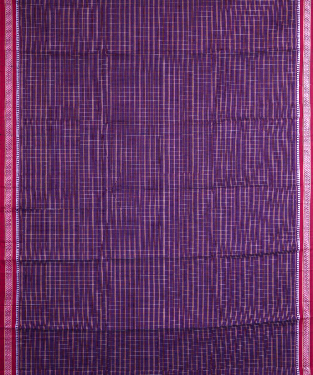 Dark navy blue handloom cotton narayanapet saree