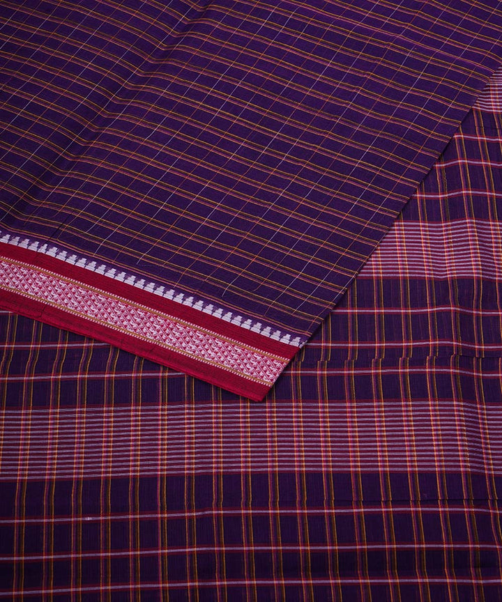 Dark navy blue handloom cotton narayanapet saree