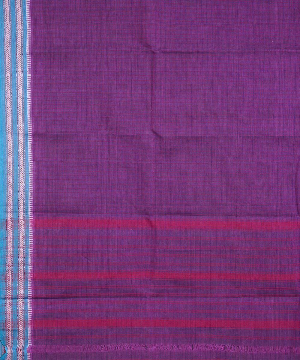 Dark purple handloom cotton narayanapet saree
