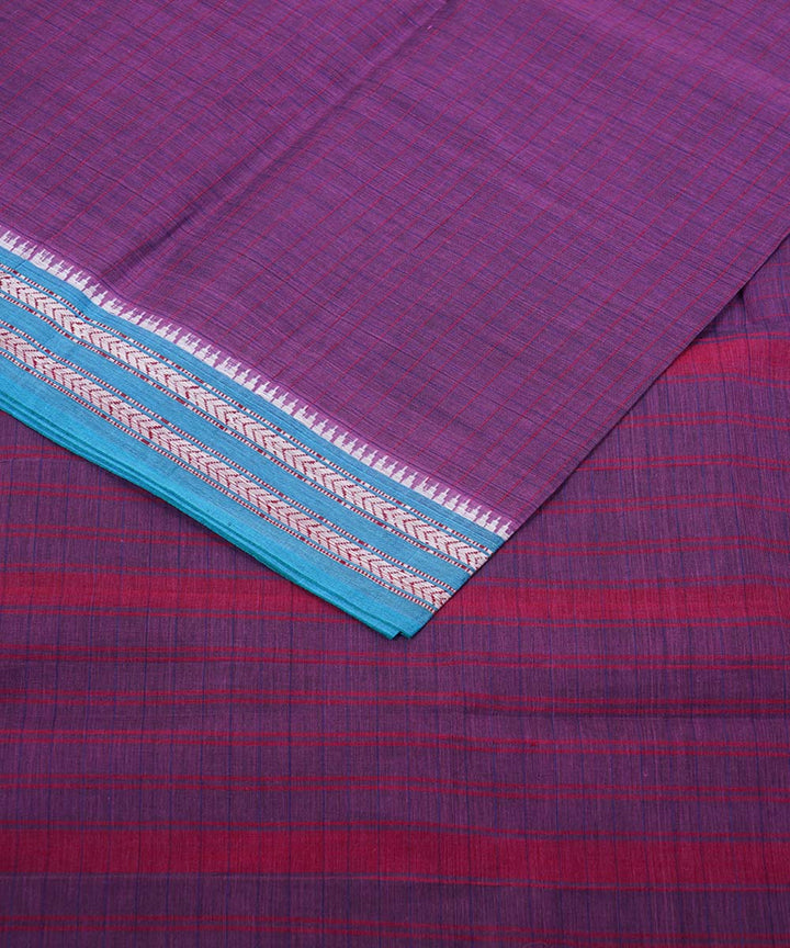 Dark purple handloom cotton narayanapet saree