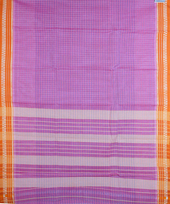 Light purple and orange handloom cotton narayanapet saree