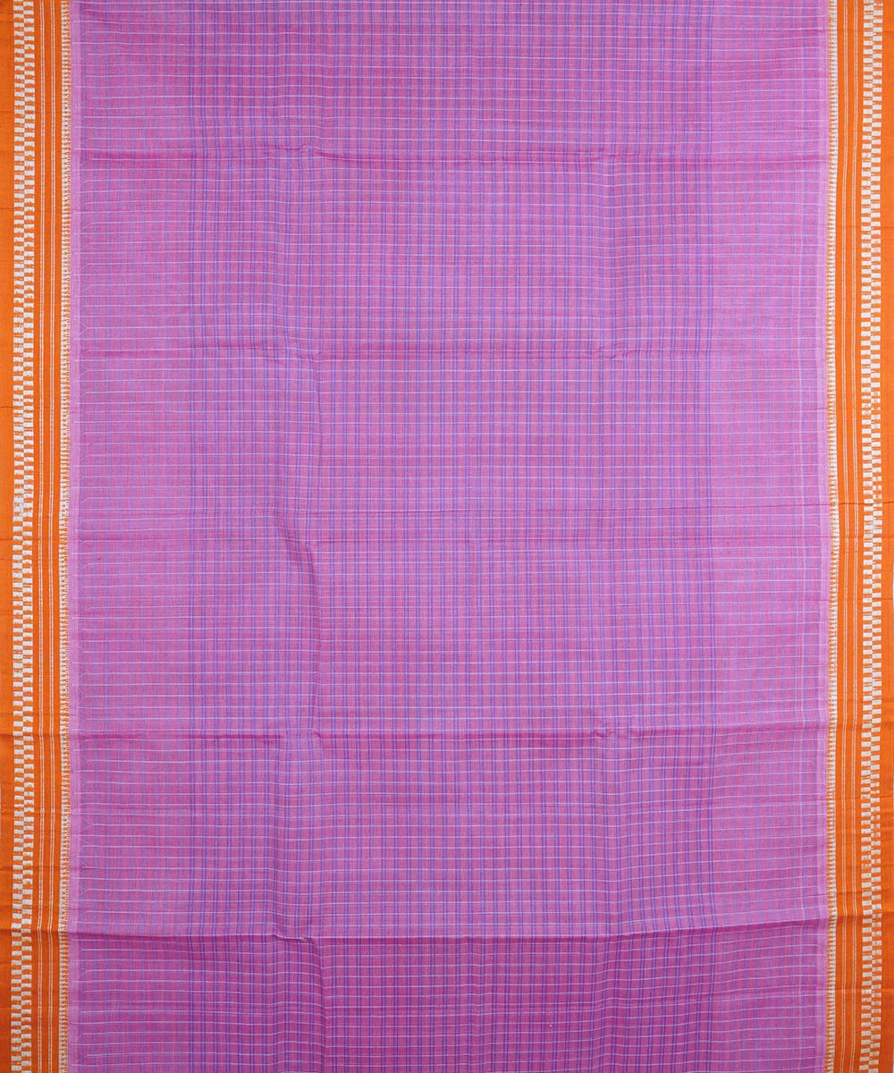 Light purple and orange handloom cotton narayanapet saree