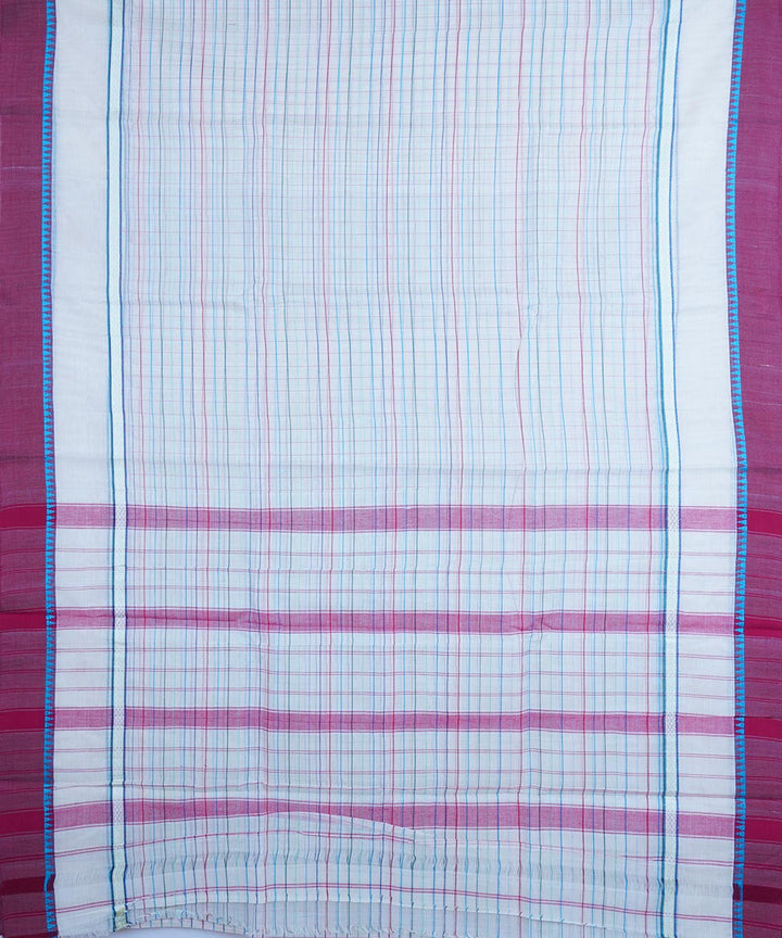 White and maroon handloom cotton narayanapet saree